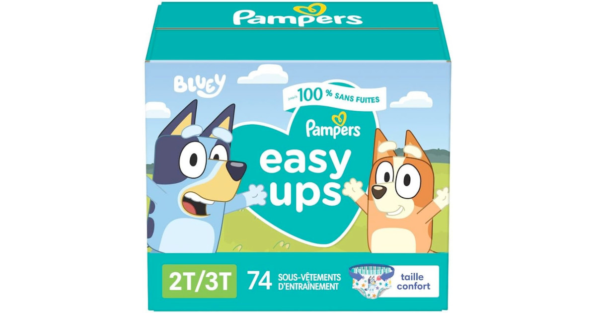 Amazon:Pampers Easy Ups Potty Training Pants (2T/3T, 74 Count)只賣$26.98 + 購買Pampers指定產品滿$80可獲$20折扣優惠
