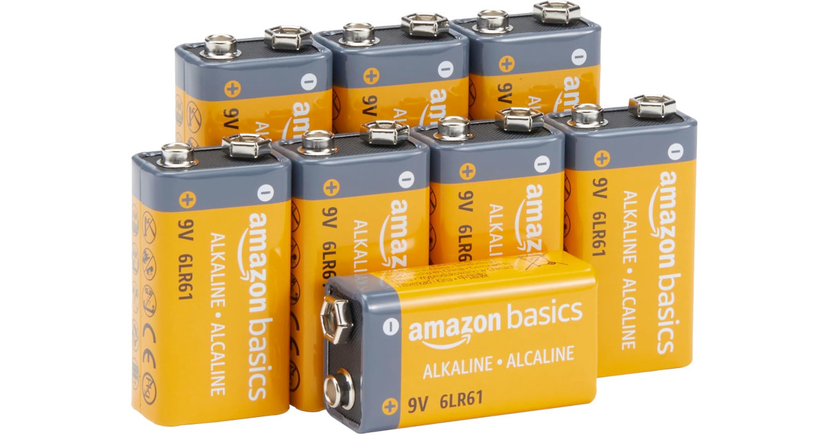 Amazon Basics 8 Pack 9 Volt Alkaline Batteries只賣$11.97