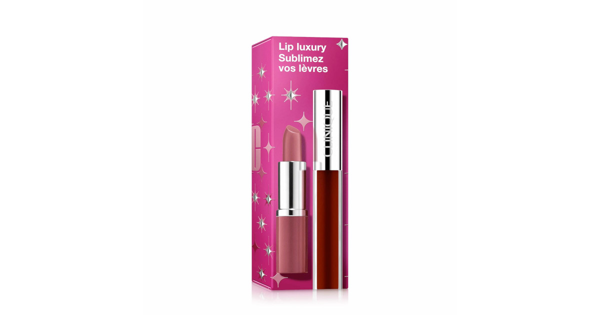 Amazon：Clinique Gift Set Lip Luxury: Lipstick & Lip Gloss Set只賣$19.50