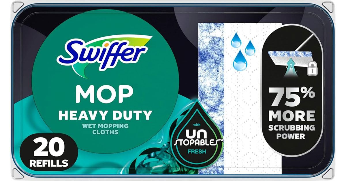 Amazon：Swiffer Heavy Duty Mop Wet Multi-Surface Cloth Refills (20 count)只賣$9.99