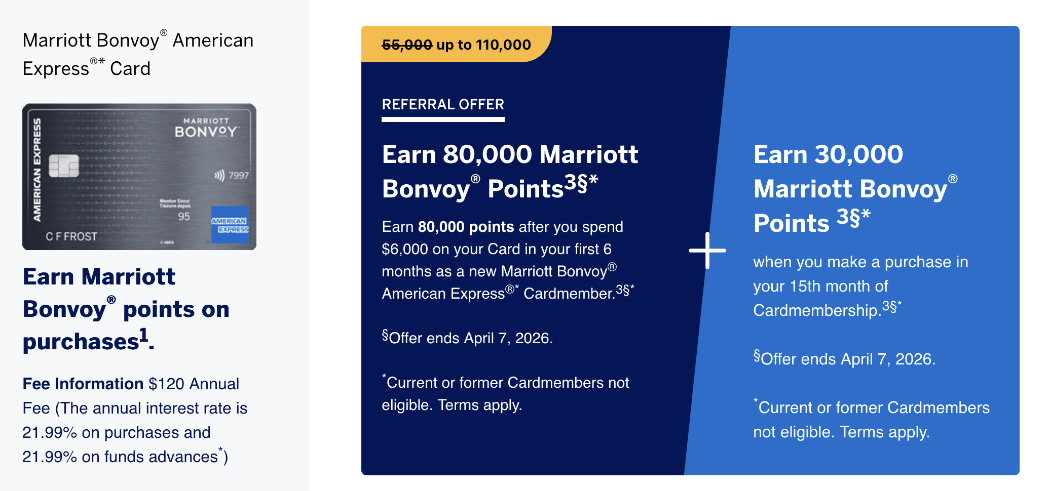 Marriott Bonvoy American Express信用卡:申請成功可獲80,000積分