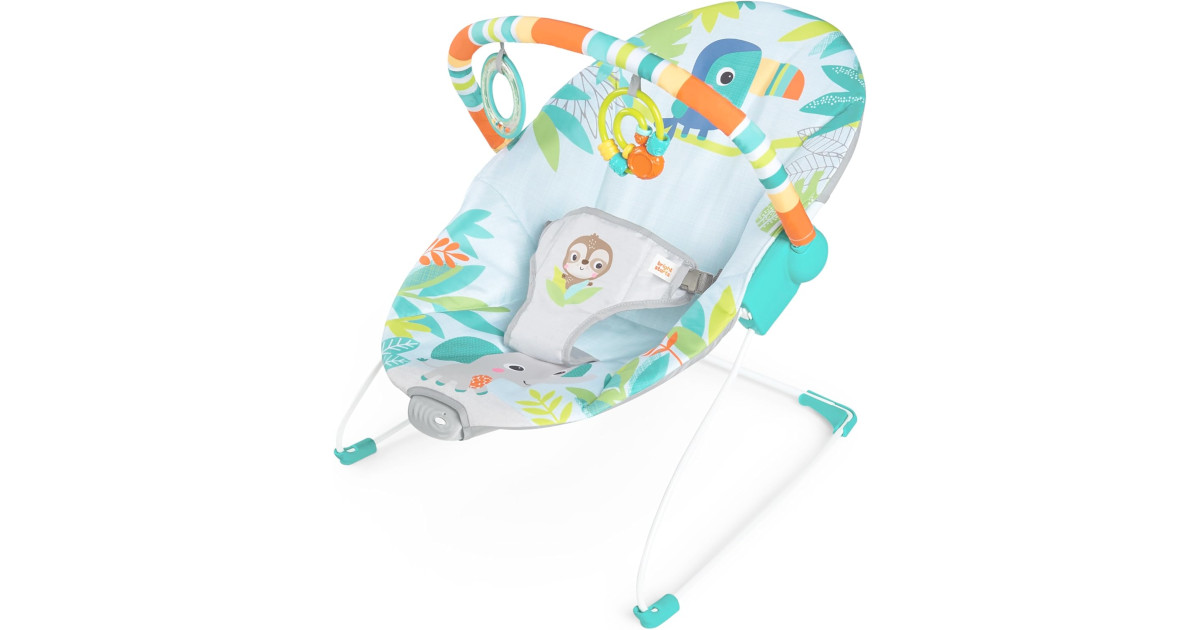 Amazon：Bright Starts Rainforest Vibes 3-Point Harness Vibrating Baby Bouncer只賣$26.97