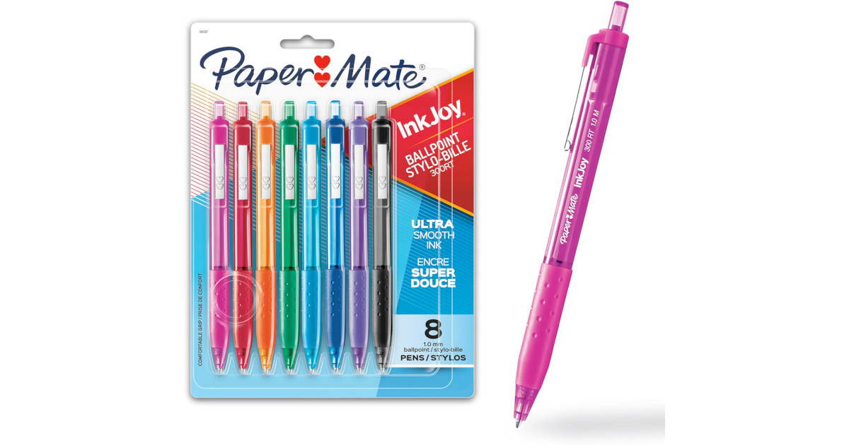Amazon：Paper Mate InkJoy Retractable Ballpoint Pens (8 Count)只卖$3.43