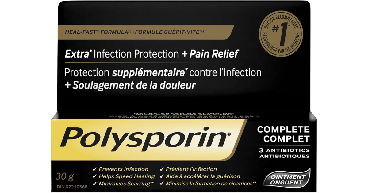 Amazon：Polysporin Complete Antibiotic Ointment (30g)只賣$9.69 + 購買指定產品滿$20可獲$5折扣優惠