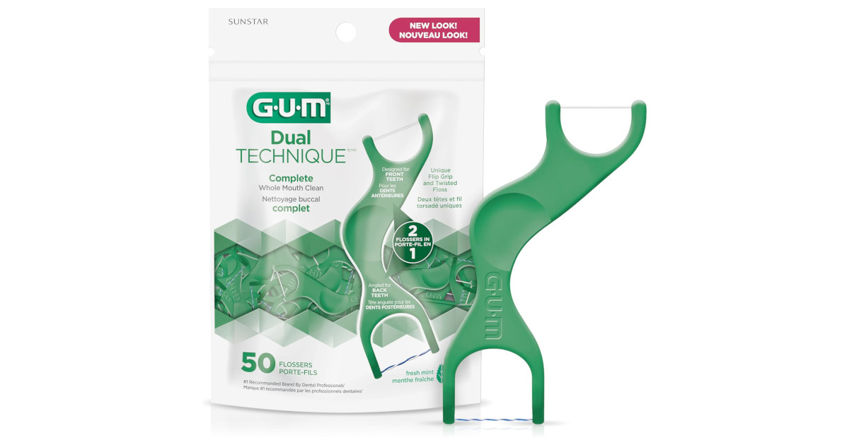 Amazon：GUM Dual Technique Flosser Picks(50 count)只賣$2.50