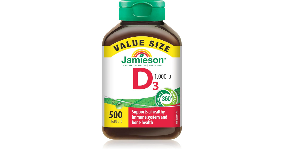Amazon：Jamieson Vitamin D3 1,000 IU (500 Tablets)只賣$10.85(只限Amazon Prime會員)