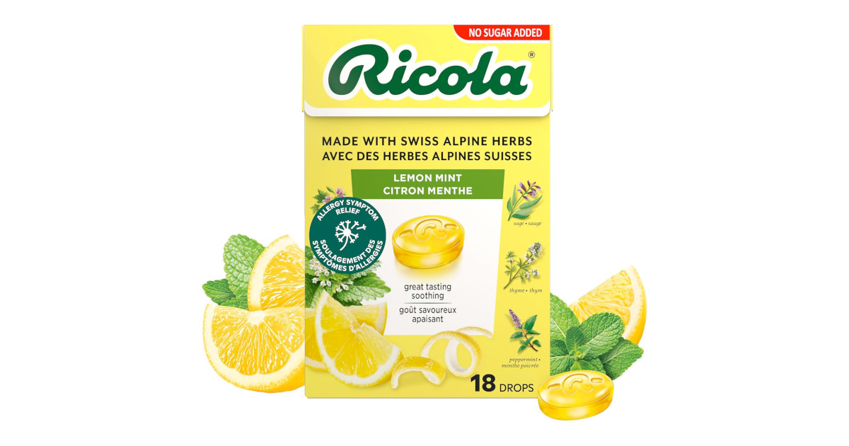 Amazon：Ricola No Sugar Added Lemon Mint Herbal Cough Drops (18 Count)只賣$2.52(只限Amazon Prime會員)