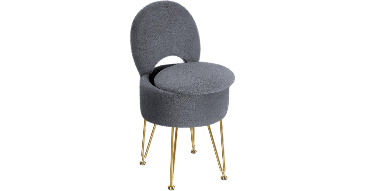 Amazon：Vanity Stool Chair with Storage and Folding Back只賣$35.99