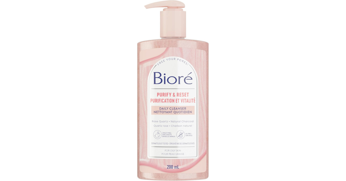 Amazon:Bioré Rose Quartz + Charcoal Daily Purifying Cleanser (200ml)只賣$7.39