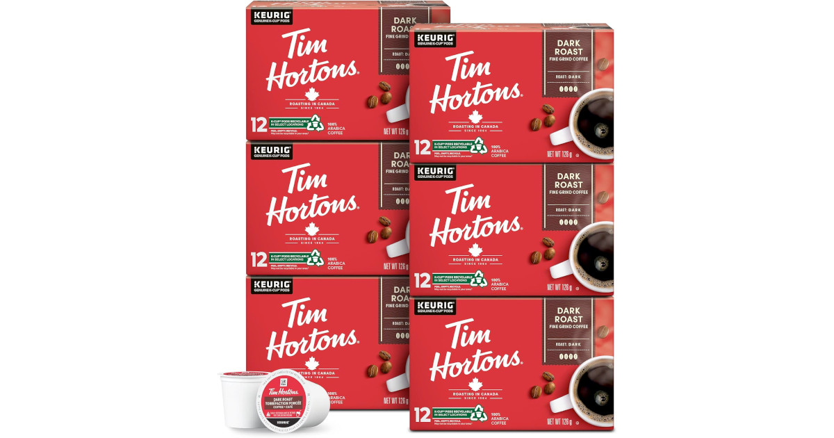 Amazon：Tim Hortons Dark Roast Coffee (72 K-Cup Pods)只賣$47.66