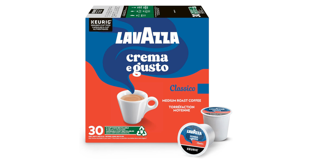 Amazon:Lavazza Crema e Gusto Medium Roast (30 K-Cup Coffee Pods)只賣$18.19